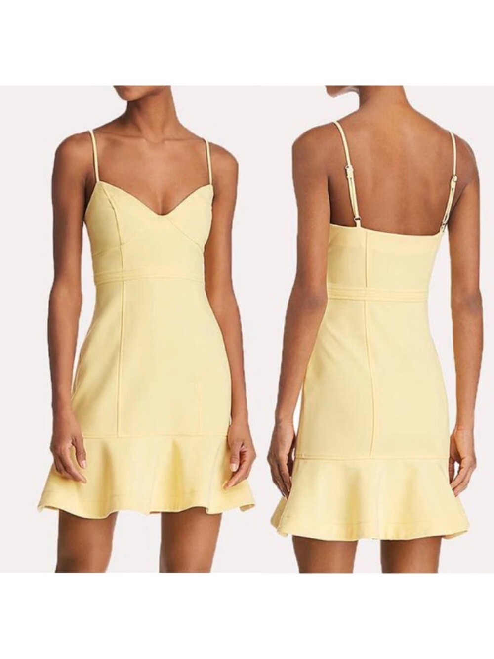 Likely Lillie Butter Yellow Sweetheart Flounce Mini Dress Sz 6